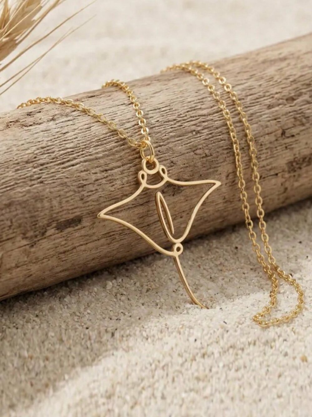 18K Gold Plated Stingray Necklace, Stingray Pendant
